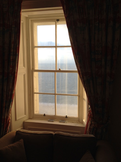View out of a window at Stoer Lighthouse